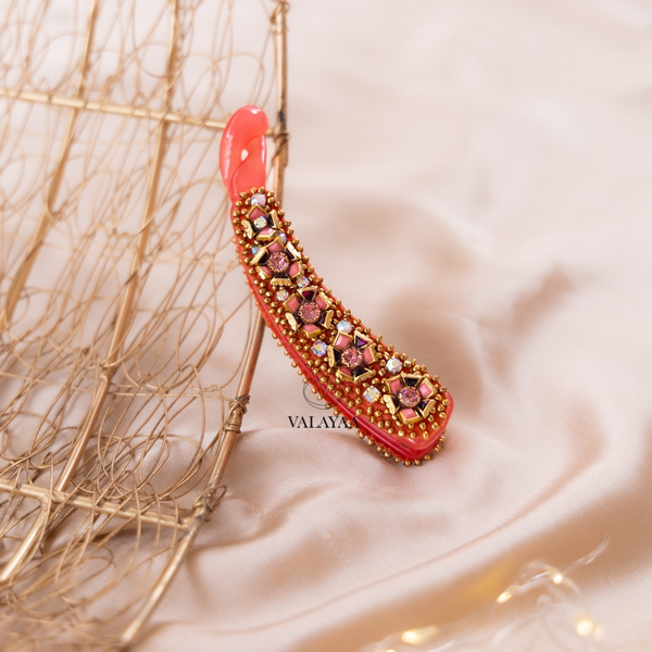 Peach kundhan Banana clip