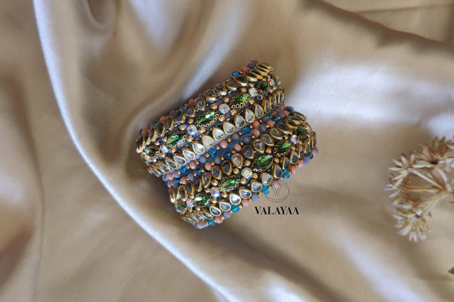 Multicolor Grain stone Kundan Bangle